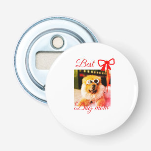 Red bow best dog mum dad photo dog/pet name bottle opener