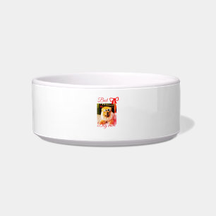 Red bow best dog mum dad photo dog/pet name bowl