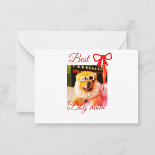 Red bow best dog mum dad photo dog/pet name card