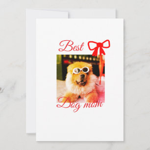 Red bow best dog mum dad photo dog/pet name holiday card
