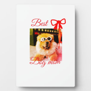 Red bow best dog mum dad photo dog/pet name  plaque
