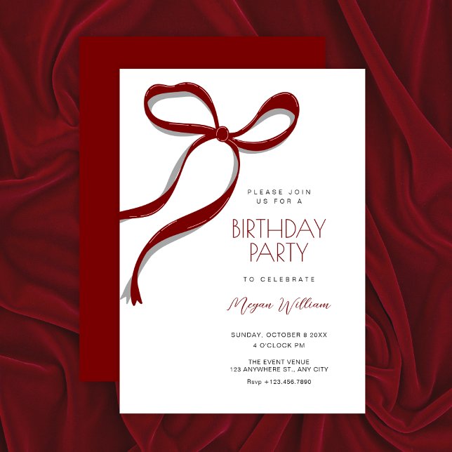 Red bow birthday invitation (Creator Uploaded)