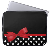 Red Bow Black and White Polka Dots