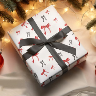 Red Bow Black Bow Holiday Christmas Wrapping paper