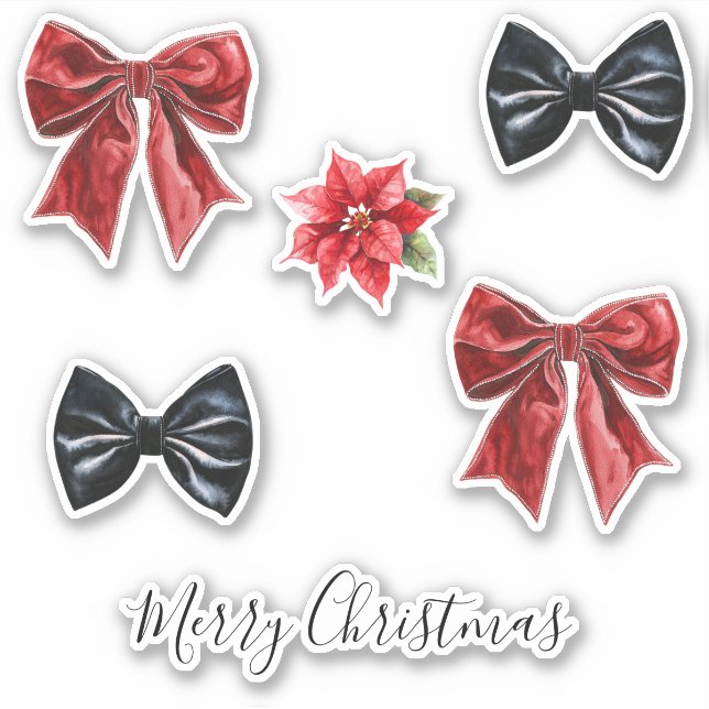 Red Bow Black Bow Tie Christmas (Front)