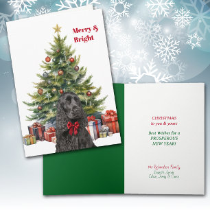 Red Bow Black Cocker Spaniel Dog Christmas Tree Holiday Card
