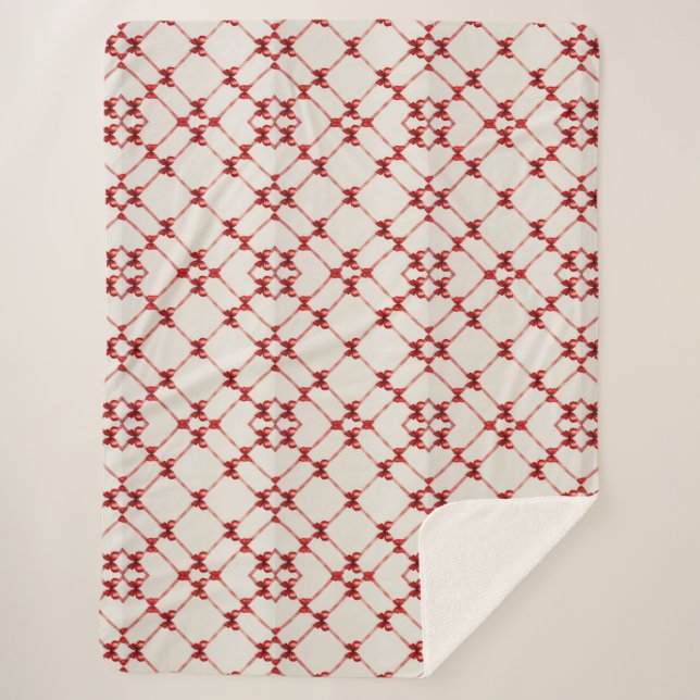 Red Bow Blanket: Style & Comfort Combined Sherpa Blanket (Front)