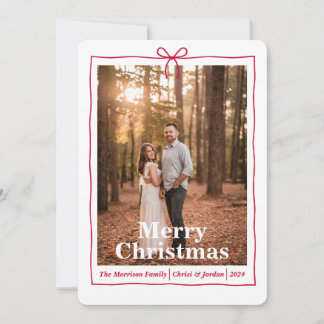 Red Bow Border Holiday Card
