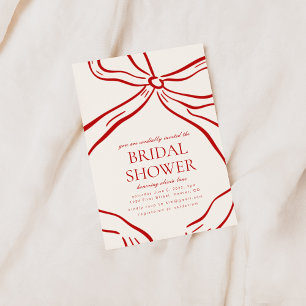 Red Bow Bridal Shower Invitation