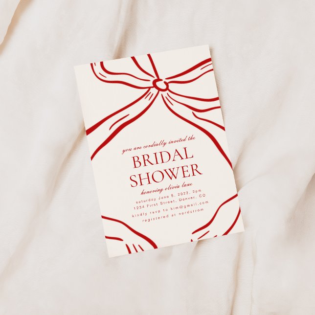 Red Bow Bridal Shower Invitation (Creator Uploaded)