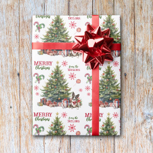 Red Bow Cardigan Welsh Corgi Dog Holiday Tree Wrapping Paper