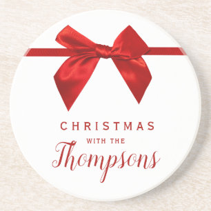 Red Bow Christmas Ceramic  Coaster