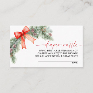 Red Bow Christmas Diaper Raffle  Enclosure Card