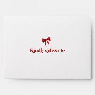 Red Bow Christmas Envelope Return Address Scandi 