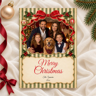 Red Bow Christmas Family Portrait Holiday Card