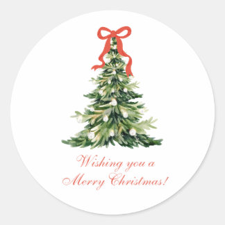 Red Bow Christmas Gift Sticker