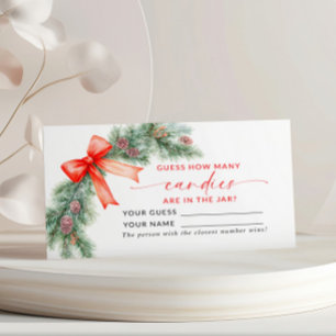 Red Bow Christmas How Many Candies Game Card