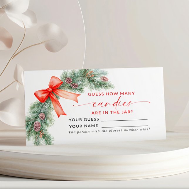 Red Bow Christmas How Many Candies Game Card (Creator Uploaded)