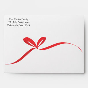 Red Bow Christmas Photo Holiday Card Envelope