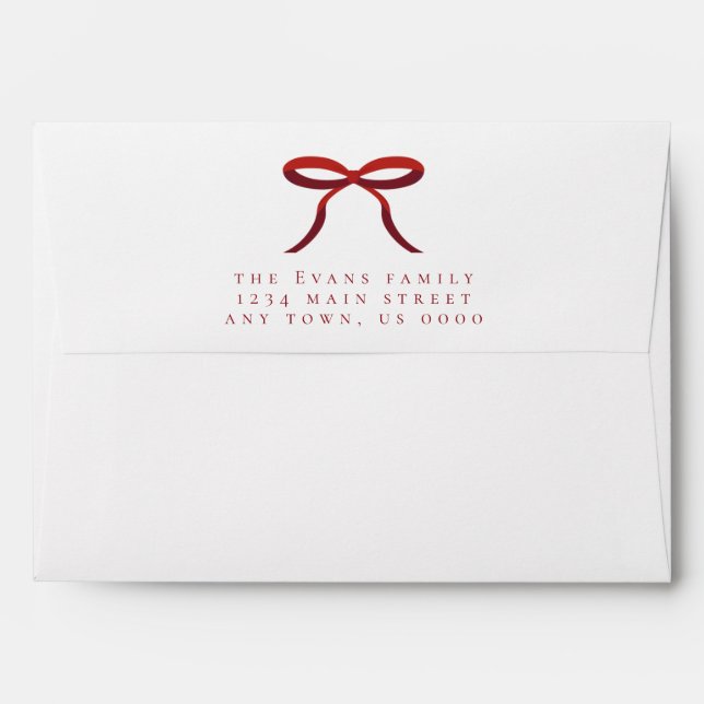 Red Bow Christmas Return Address Envelope (Back (Top Flap))