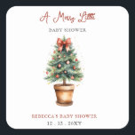 Red Bow Christmas Tree Merry Little Baby Shower Square Sticker<br><div class="desc">Celebrate the joy of a new arrival with our Red Bow Christmas Tree Merry Little Gender Neutral Baby Shower Design. Featuring a whimsical red bow Christmas tree and festive holiday elements, this adorable Design is perfect for a seasonal baby shower. Customise with your details to create a charming and joyful...</div>