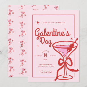 Red Bow Cocktail Galentine's Day Invitation