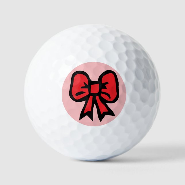 Red Bow Design Golf Balls (Front)
