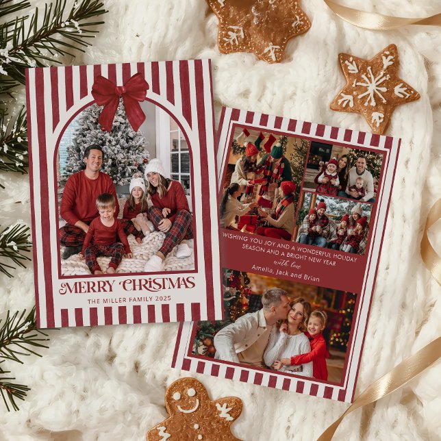Red Bow Family Photo Christmas Holiday Card (Creator Uploaded)