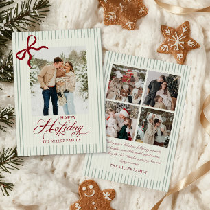 Red Bow Family Photo Christmas Holiday Card
