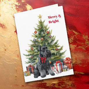 Red Bow Giant Schnauzer Christmas Tree Card
