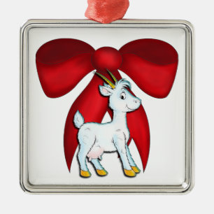 Red Bow Goat Ornament