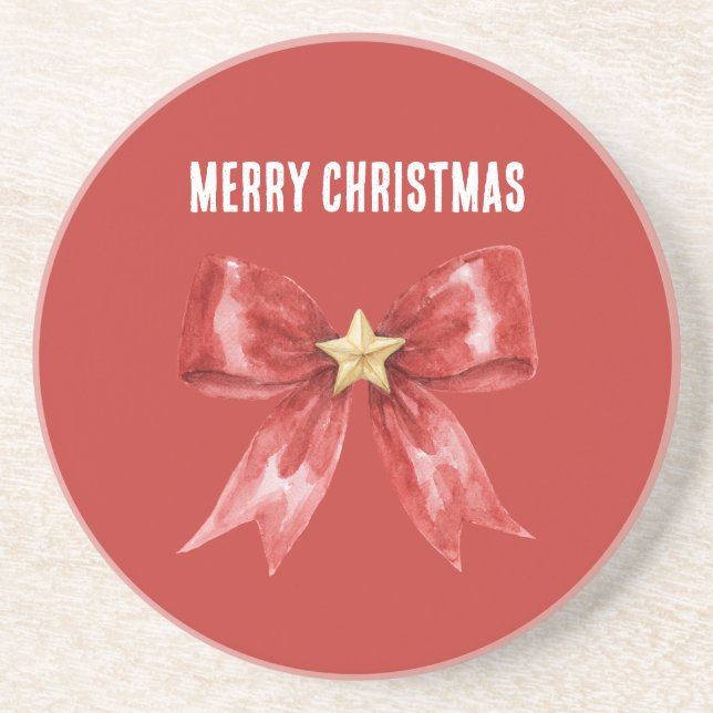 Red Bow Gold Star Coaster (Front)