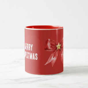 Red Bow Gold Star Two-Tone Coffee Mug
