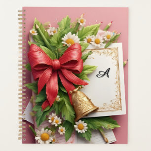 Red Bow, Golden Bell, and Decorative Elements Planner