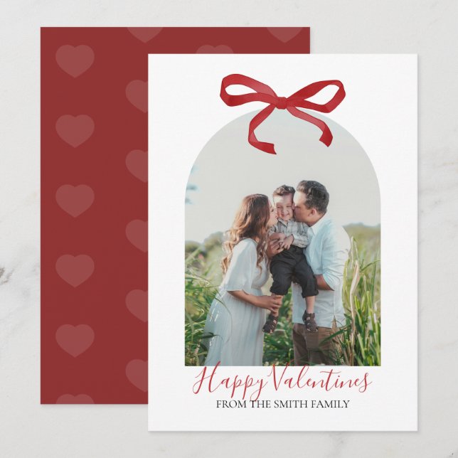 Red Bow Happy Valentine's Day Photo Invitation (Front/Back)