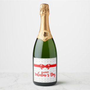 Red Bow Happy Valentine's Day Sparkling Wine Label