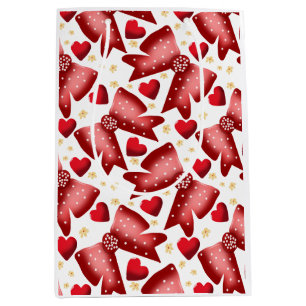Red  Bow Heart Seamless Pattern Cute  Medium Gift Bag