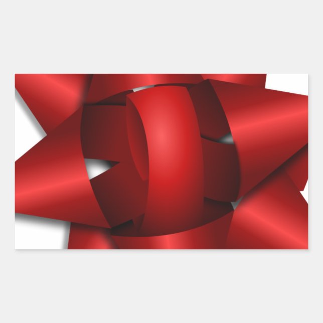 red bow holiday gift ribbon party shower office rectangular sticker (Front)