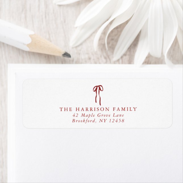 Red Bow Holiday Return Address Label (Insitu)