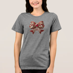 Red Bow Holiday Women's T-Shirt Tri-Blend Shirt