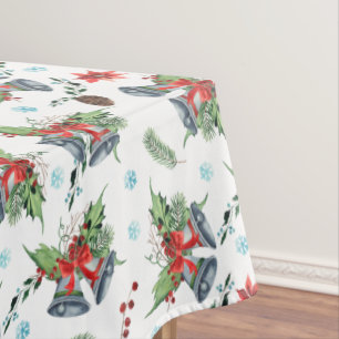 Red Bow Holly Christmas Bells Pattern Tablecloth