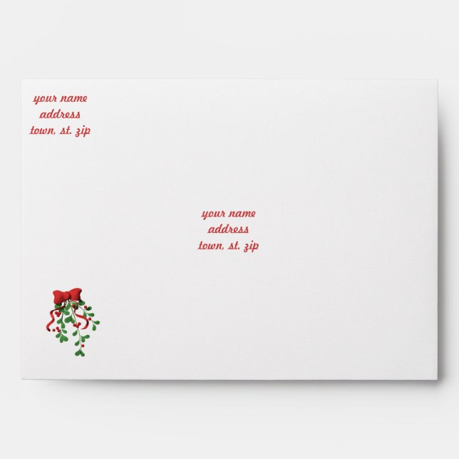 Red Bow & Holly - Envelopes (Front)