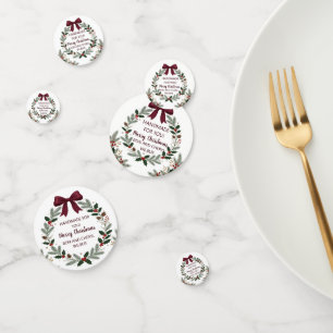 Red Bow Holly Pine Christmas Holiday Confetti