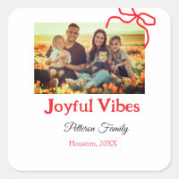 Red bow joyful Vibes add family name photo christm