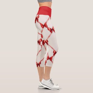 Red Bow Leggings: Style & Comfort Combined Capri Leggings