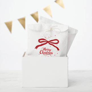 Red Bow merry Christmas business gift tag Favour Bag