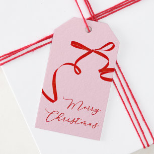 Red Bow Merry Christmas Gift Tag