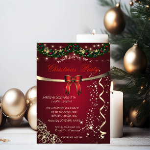 Red Bow,Ornaments Company Christmas Party Invitation