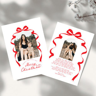 Red Bow Photo Merry Christmas Arch Holiday Card