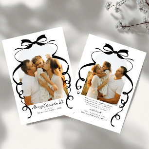 Red Bow Photo Merry Christmas Arch Holiday Card